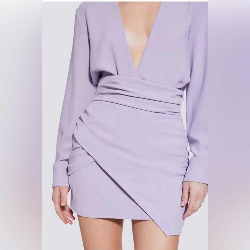 IRO Lavender Wrap Mini Skirt High Waist Ruched Size 6 Purple